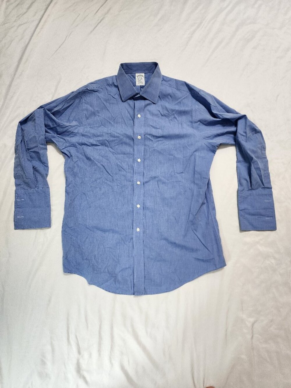 Brooks Brothers Regent Blue Non-Iron Supima Cotton French Cuff Dress Shirt 16.5